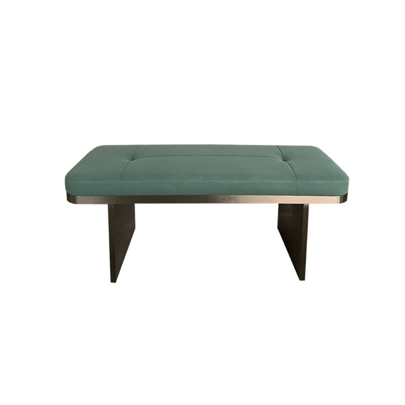 Modern Upholstered Bench, 16"H Bedroom Bench with Metal Legs Green Clearhalo 'Benches' 'Chairs & Seating' 'furn' 'furn_benches' 'Furniture' 'Living Room Furniture' 5610930