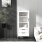 Contemporary Wooden Accent Cabinet with Glass Door and 2 Drawers 12"L x 49"W x 20"H White Clearhalo 'Cabinets & Chests' 'cabinets_chests' 'furn' 'furn_cabinets_chests' 'Furniture' 'Living Room Furniture' 5611013