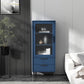 Contemporary Wooden Accent Cabinet with Glass Door and 2 Drawers 12"L x 49"W x 20"H Blue Clearhalo 'Cabinets & Chests' 'cabinets_chests' 'furn' 'furn_cabinets_chests' 'Furniture' 'Living Room Furniture' 5611016