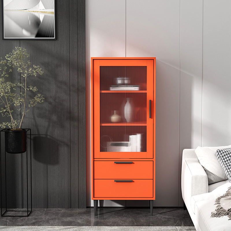 Contemporary Wooden Accent Cabinet with Glass Door and 2 Drawers 12"L x 49"W x 20"H Orange Clearhalo 'Cabinets & Chests' 'cabinets_chests' 'furn' 'furn_cabinets_chests' 'Furniture' 'Living Room Furniture' 5611025