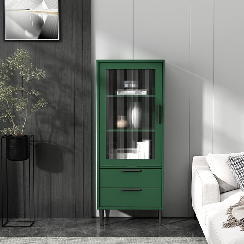 Contemporary Wooden Accent Cabinet with Glass Door and 2 Drawers 12"L x 49"W x 20"H Green Clearhalo 'Cabinets & Chests' 'cabinets_chests' 'furn' 'furn_cabinets_chests' 'Furniture' 'Living Room Furniture' 5611030