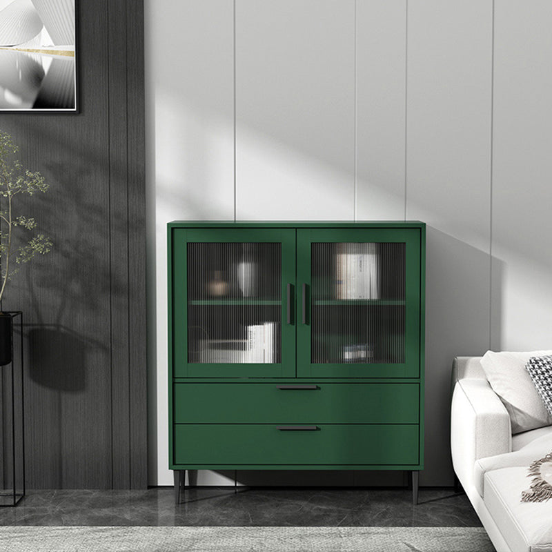 Contemporary Wooden Accent Cabinet with Glass Door and 2 Drawers 31.5"L x 11.8"W x 39.4"H Green Clearhalo 'Cabinets & Chests' 'cabinets_chests' 'furn' 'furn_cabinets_chests' 'Furniture' 'Living Room Furniture' 5611031