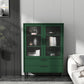 Contemporary Wooden Accent Cabinet with Glass Door and 2 Drawers 31.5"L x 11.8"W x 49.2"H Green Clearhalo 'Cabinets & Chests' 'cabinets_chests' 'furn' 'furn_cabinets_chests' 'Furniture' 'Living Room Furniture' 5611032