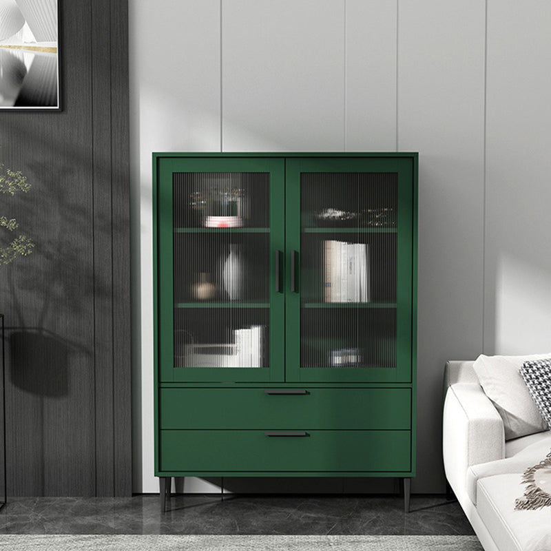 Contemporary Wooden Accent Cabinet with Glass Door and 2 Drawers 31.5"L x 11.8"W x 49.2"H Green Clearhalo 'Cabinets & Chests' 'cabinets_chests' 'furn' 'furn_cabinets_chests' 'Furniture' 'Living Room Furniture' 5611032