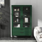 Contemporary Wooden Accent Cabinet with Glass Door and 2 Drawers 31.5"L x 11.8"W x 59.1"H Green Clearhalo 'Cabinets & Chests' 'cabinets_chests' 'furn' 'furn_cabinets_chests' 'Furniture' 'Living Room Furniture' 5611033