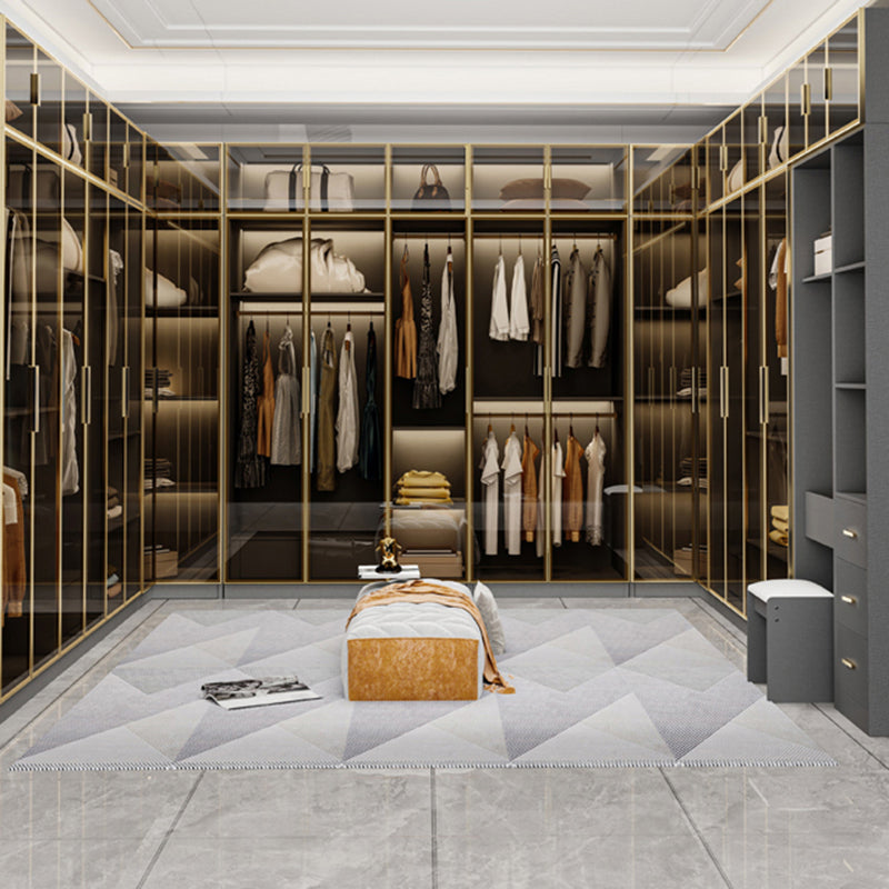 Glass and Wood Wardrobe Armoire Contemporary Wardrobe Closet Clearhalo 'Armoires & Wardrobes' 'armoires_wardrobes' 'Bedroom Furniture' 'furn' 'furn_armoires_wardrobes' 'Furniture' 5611288