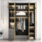 Glass and Wood Wardrobe Armoire Contemporary Wardrobe Closet Clearhalo 'Armoires & Wardrobes' 'armoires_wardrobes' 'Bedroom Furniture' 'furn' 'furn_armoires_wardrobes' 'Furniture' 5611290