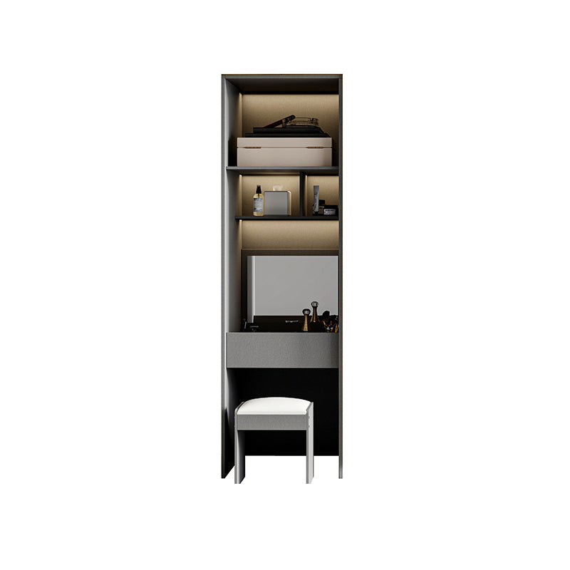 Glass and Wood Wardrobe Armoire Contemporary Wardrobe Closet None Makeup Vanities Clearhalo 'Armoires & Wardrobes' 'armoires_wardrobes' 'Bedroom Furniture' 'furn' 'furn_armoires_wardrobes' 'Furniture' 5611294