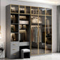 Glass and Wood Wardrobe Armoire Contemporary Wardrobe Closet Clearhalo 'Armoires & Wardrobes' 'armoires_wardrobes' 'Bedroom Furniture' 'furn' 'furn_armoires_wardrobes' 'Furniture' 5611295
