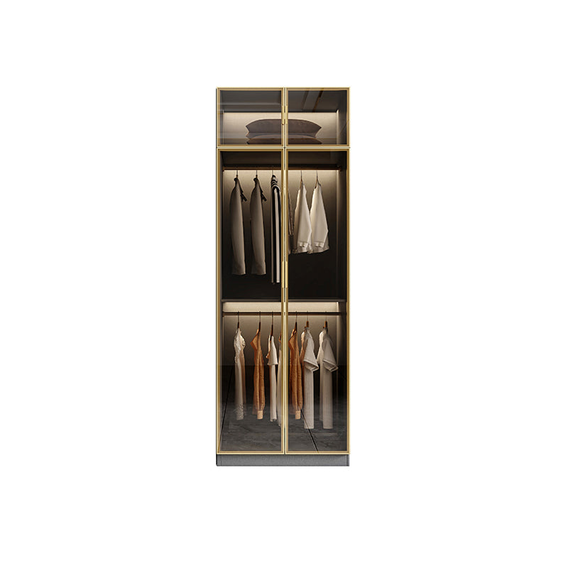 Glass and Wood Wardrobe Armoire Contemporary Wardrobe Closet Clearhalo 'Armoires & Wardrobes' 'armoires_wardrobes' 'Bedroom Furniture' 'furn' 'furn_armoires_wardrobes' 'Furniture' 5611297