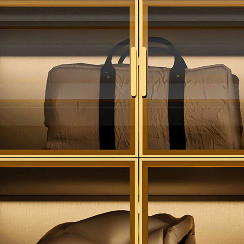 Glass and Wood Wardrobe Armoire Contemporary Wardrobe Closet Clearhalo 'Armoires & Wardrobes' 'armoires_wardrobes' 'Bedroom Furniture' 'furn' 'furn_armoires_wardrobes' 'Furniture' 5611306