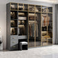 Glass and Wood Wardrobe Armoire Contemporary Wardrobe Closet Clearhalo 'Armoires & Wardrobes' 'armoires_wardrobes' 'Bedroom Furniture' 'furn' 'furn_armoires_wardrobes' 'Furniture' 5611310