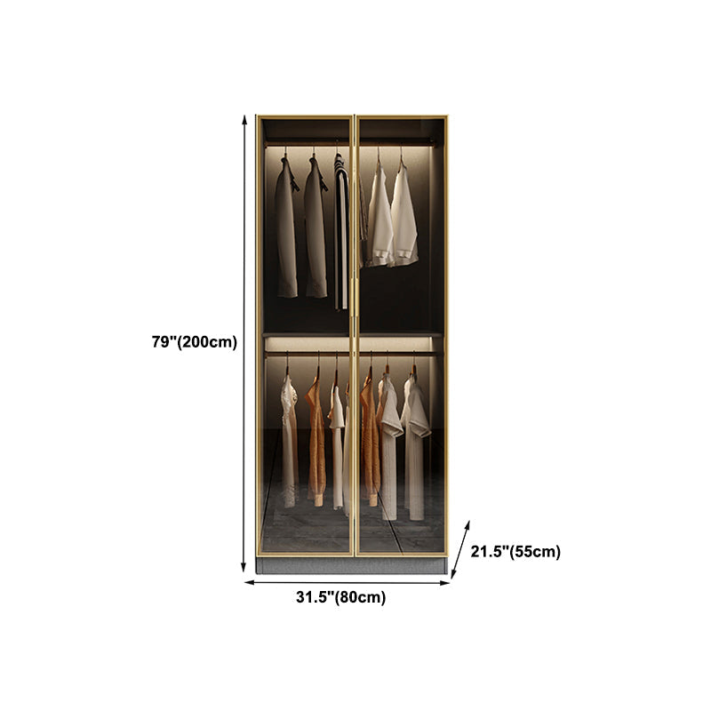Glass and Wood Wardrobe Armoire Contemporary Wardrobe Closet Clearhalo 'Armoires & Wardrobes' 'armoires_wardrobes' 'Bedroom Furniture' 'furn' 'furn_armoires_wardrobes' 'Furniture' 5611312