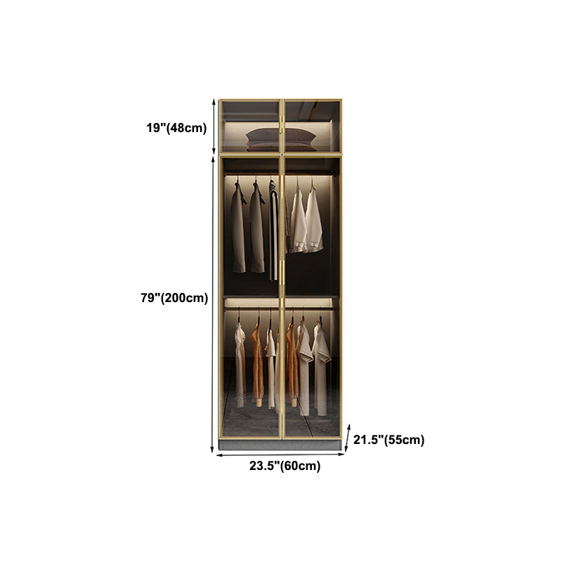 Glass and Wood Wardrobe Armoire Contemporary Wardrobe Closet Clearhalo 'Armoires & Wardrobes' 'armoires_wardrobes' 'Bedroom Furniture' 'furn' 'furn_armoires_wardrobes' 'Furniture' 5611315