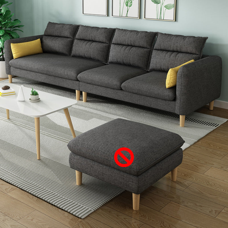 Contemporary Sewn Pillow Back Standard Square Arm Linen Seating Black-Gray Clearhalo 'furn' 'furn_sofas' 'Furniture' 'Living Room Furniture' 'Sofa' 'sofas' 5611341