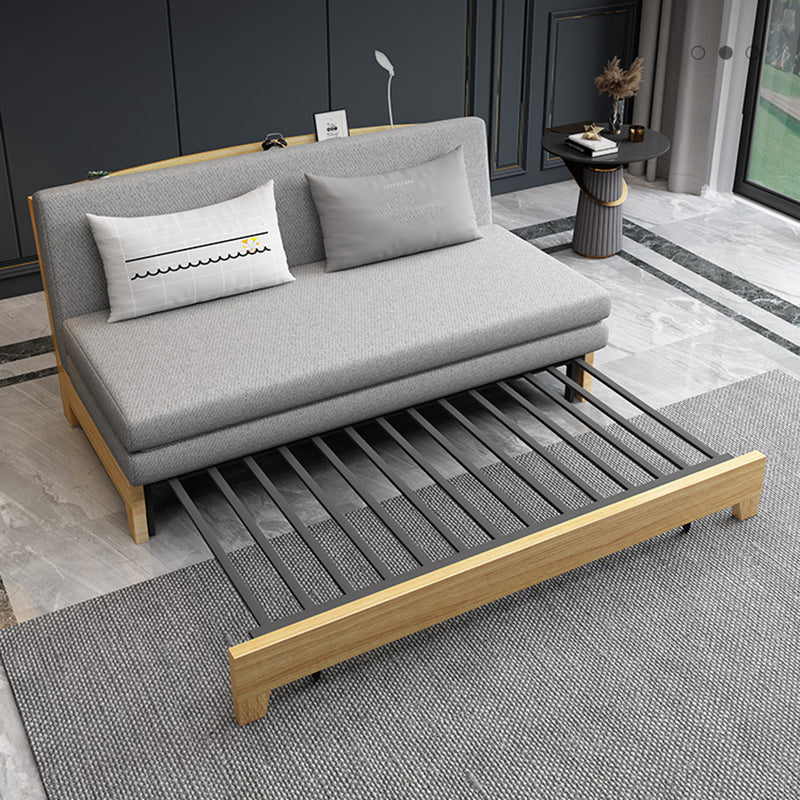 Convertible Faux Leather Contemporary Armless Bed Settee with Pillows Clearhalo 'furn' 'furn_sofas' 'Furniture' 'Living Room Furniture' 'Sofa' 'sofas' 5611582