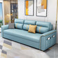 Square Arm Contemporary Convertible Faux Leather Bed Settee with Pillows
