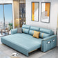 Square Arm Contemporary Convertible Faux Leather Bed Settee with Pillows