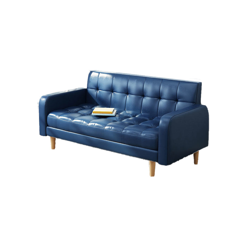 Contemporary Biscuit Back Standard Square Arm Genuine Leather Sofa Clearhalo 'furn' 'furn_sofas' 'Furniture' 'Living Room Furniture' 'Sofa' 'sofas' 5611671