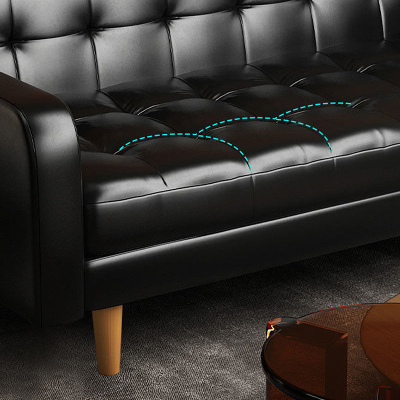 Contemporary Biscuit Back Standard Square Arm Genuine Leather Sofa Clearhalo 'furn' 'furn_sofas' 'Furniture' 'Living Room Furniture' 'Sofa' 'sofas' 5611673