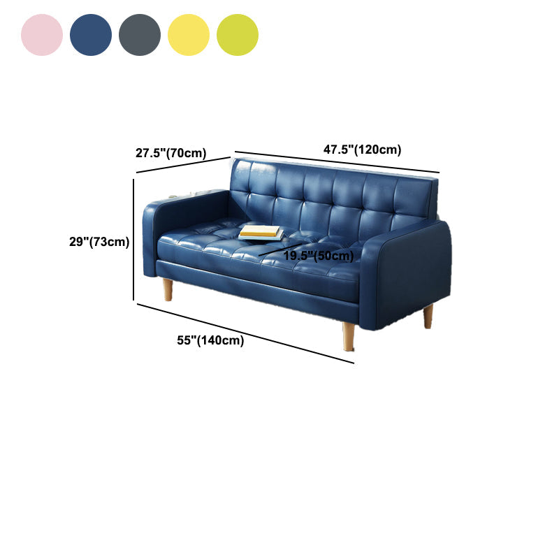 Contemporary Biscuit Back Standard Square Arm Genuine Leather Sofa Clearhalo 'furn' 'furn_sofas' 'Furniture' 'Living Room Furniture' 'Sofa' 'sofas' 5611680