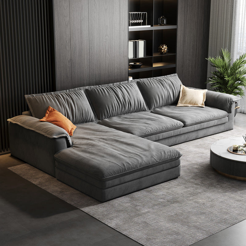 Dark Gray Faux Leather Sofa/Sectional Stain-Resistant Sofa for Living Room