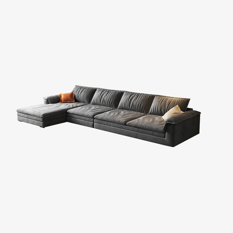 Dark Gray Faux Leather Sofa/Sectional Stain-Resistant Sofa for Living Room