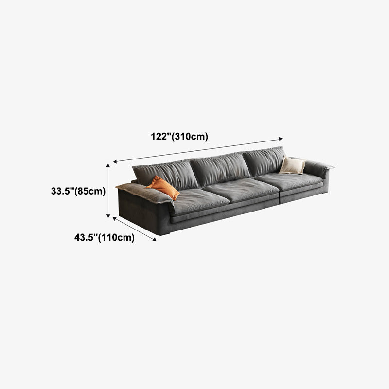 Dark Gray Faux Leather Sofa/Sectional Stain-Resistant Sofa for Living Room