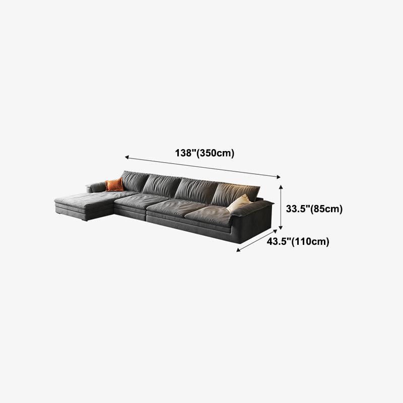 Dark Gray Faux Leather Sofa/Sectional Stain-Resistant Sofa for Living Room