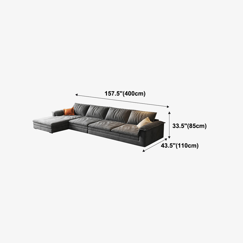 Dark Gray Faux Leather Sofa/Sectional Stain-Resistant Sofa for Living Room