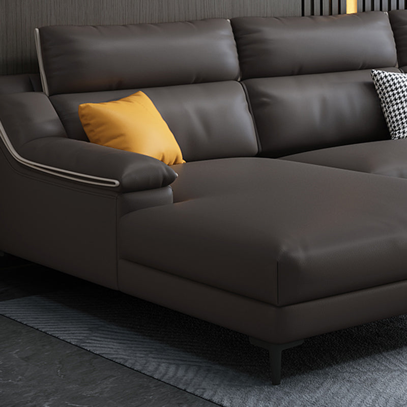 Faux leather Sloped Arms Sectionals,133" * 34" * 38" Sectional Sofa Clearhalo 'furn' 'furn_sectionals' 'Furniture' 'Living Room Furniture' 'Sectionals' 5611799