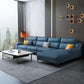 Faux leather Sloped Arms Sectionals,133" * 34" * 38" Sectional Sofa Blue Clearhalo 'furn' 'furn_sectionals' 'Furniture' 'Living Room Furniture' 'Sectionals' 5611801
