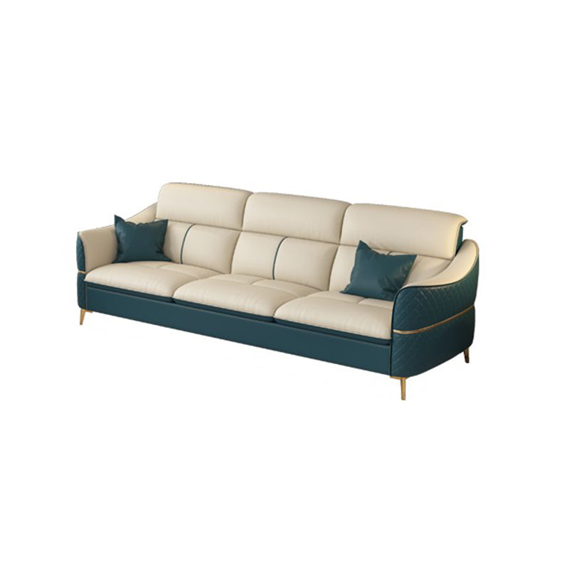 ベージュの本物の革のソファ/セクショナルリビングルームのための抵抗抵抗性四角い腕ソファ