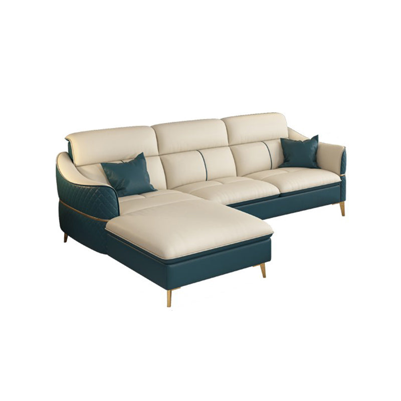 ベージュの本物の革のソファ/セクショナルリビングルームのための抵抗抵抗性四角い腕ソファ