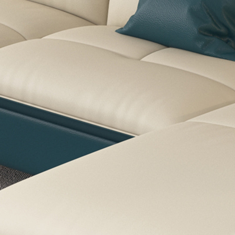 ベージュの本物の革のソファ/セクショナルリビングルームのための抵抗抵抗性四角い腕ソファ