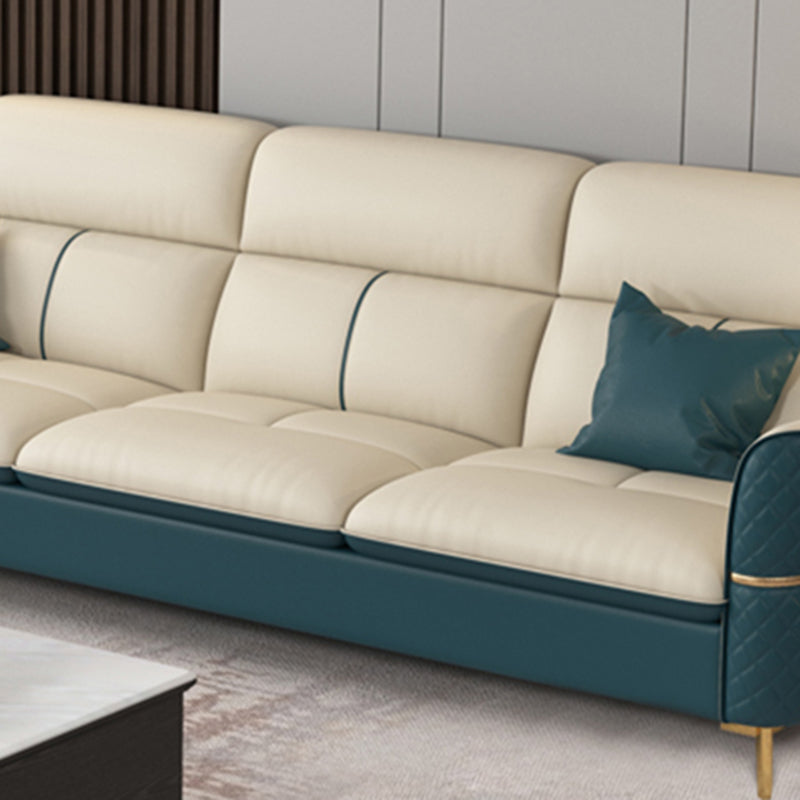 ベージュの本物の革のソファ/セクショナルリビングルームのための抵抗抵抗性四角い腕ソファ