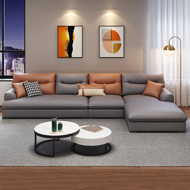 Modernism Faux Leather 3/4-seat Sectional Flared Arm Sectional