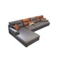 Modernism Faux Leather 3/4-seat Sectional Flared Arm Sectional