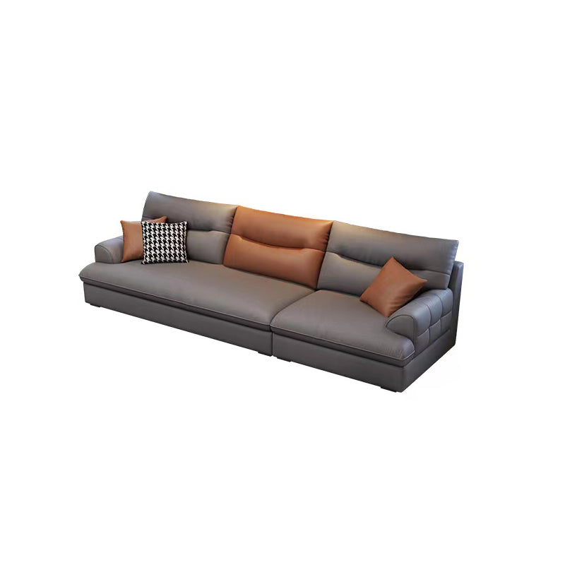 Modernism Faux Leather 3/4-seat Sectional Flared Arm Sectional