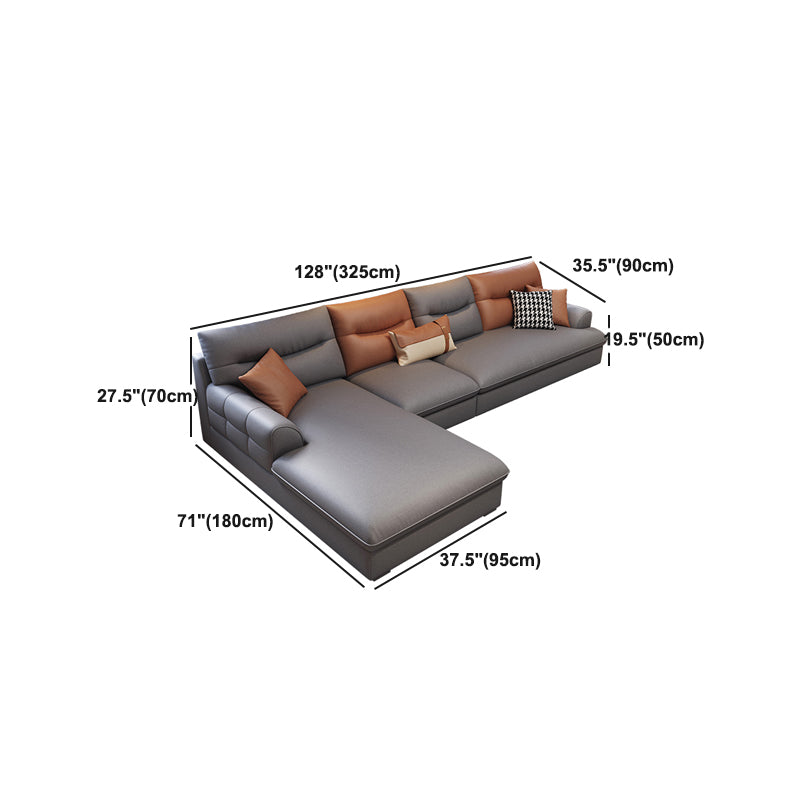 Modernism Faux Leather 3/4-seat Sectional Flared Arm Sectional
