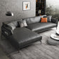 Scandinavian Dark Gray Stain-Resistant Storage Grain Leather Sofa & Chaise 102"L x 67"W x 33.5"H Left Clearhalo 'furn' 'furn_sectionals' 'Furniture' 'Living Room Furniture' 'Sectionals' 5611886