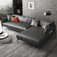 Scandinavian Dark Gray Stain-Resistant Storage Grain Leather Sofa & Chaise 102"L x 67"W x 33.5"H Right Clearhalo 'furn' 'furn_sectionals' 'Furniture' 'Living Room Furniture' 'Sectionals' 5611887