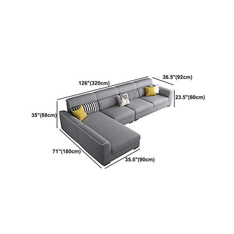 Braccio quadrato sezionali alti da 35 pollici in sezioni cuscini rimovibili grigi