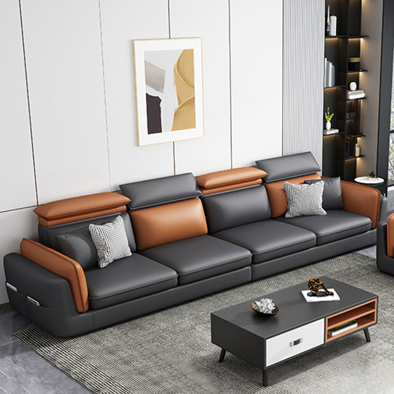 Divano e chaise di shaise e chaise in pelle scandinavo grigio scuro.