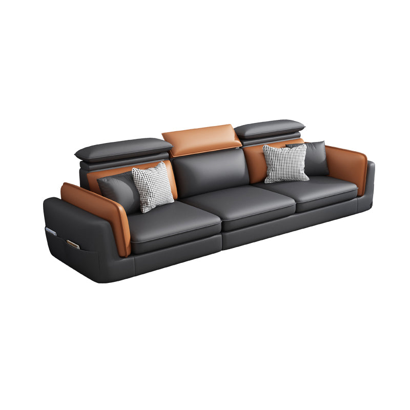 Divano e chaise di shaise e chaise in pelle scandinavo grigio scuro.