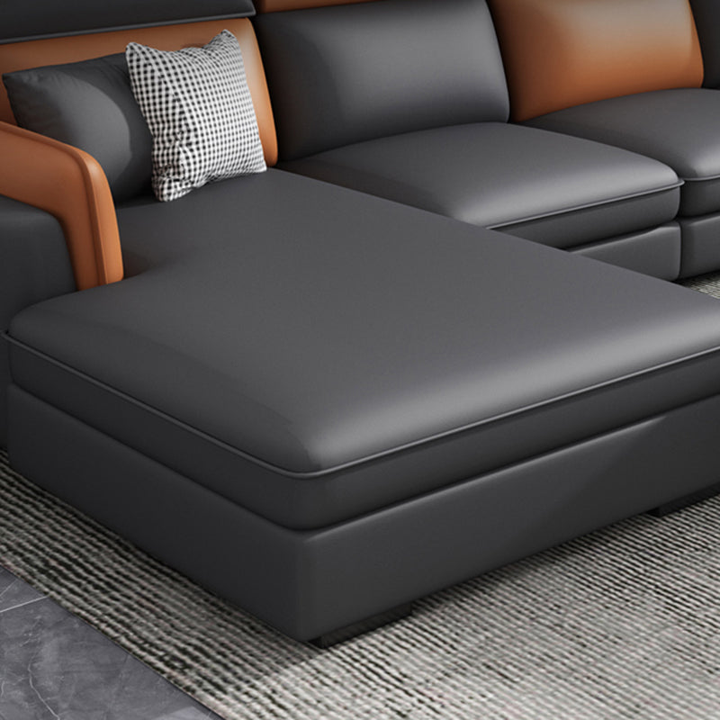 Divano e chaise di shaise e chaise in pelle scandinavo grigio scuro.