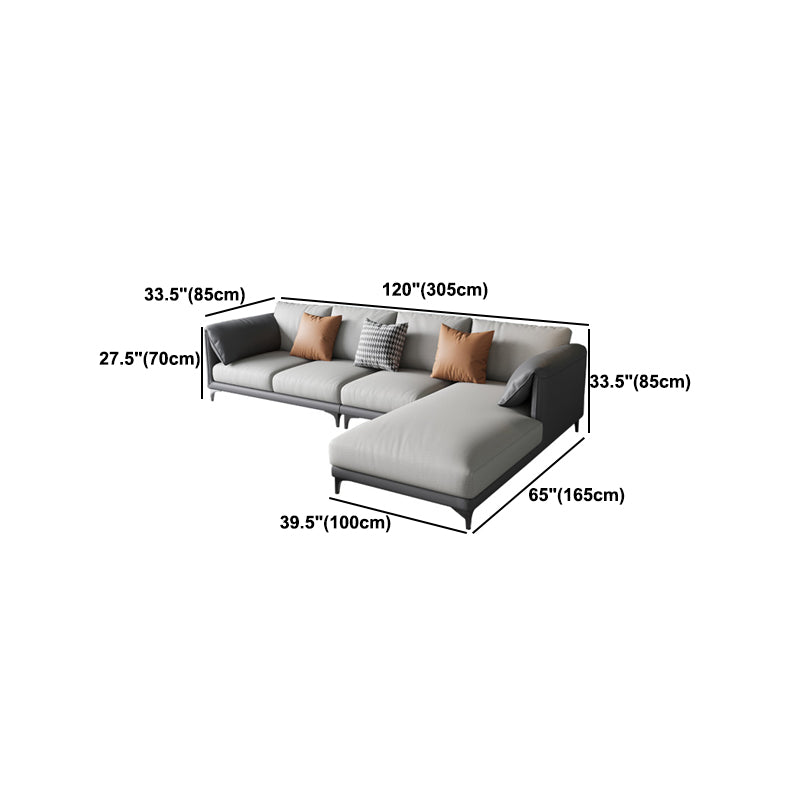 Removable Cushions Sectionals,Pillow Top Arm,33" H Sectionals in Grey