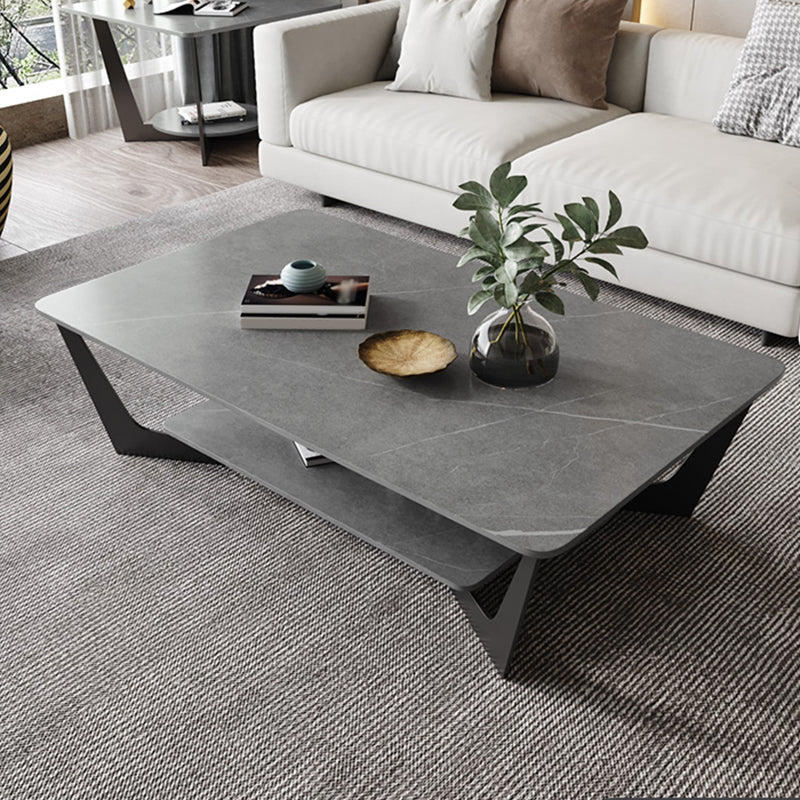 Slate Rectangular Coffee Table Minimalist Modern Coffee Table Gray Clearhalo 'Coffee & Accent Tables' 'Coffee Tables' 'coffee_tables' 'furn' 'furn_coffee_tables' 'Furniture' 'Living Room Furniture' 5612072