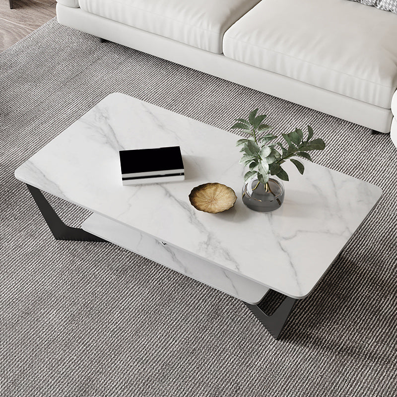Slate Rectangular Coffee Table Minimalist Modern Coffee Table White Clearhalo 'Coffee & Accent Tables' 'Coffee Tables' 'coffee_tables' 'furn' 'furn_coffee_tables' 'Furniture' 'Living Room Furniture' 5612075
