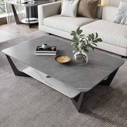 Slate Rectangular Coffee Table Minimalist Modern Coffee Table Grey White Clearhalo 'Coffee & Accent Tables' 'Coffee Tables' 'coffee_tables' 'furn' 'furn_coffee_tables' 'Furniture' 'Living Room Furniture' 5612078
